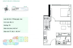 Căn hộ 1 phòng ngủ Sky Oasis