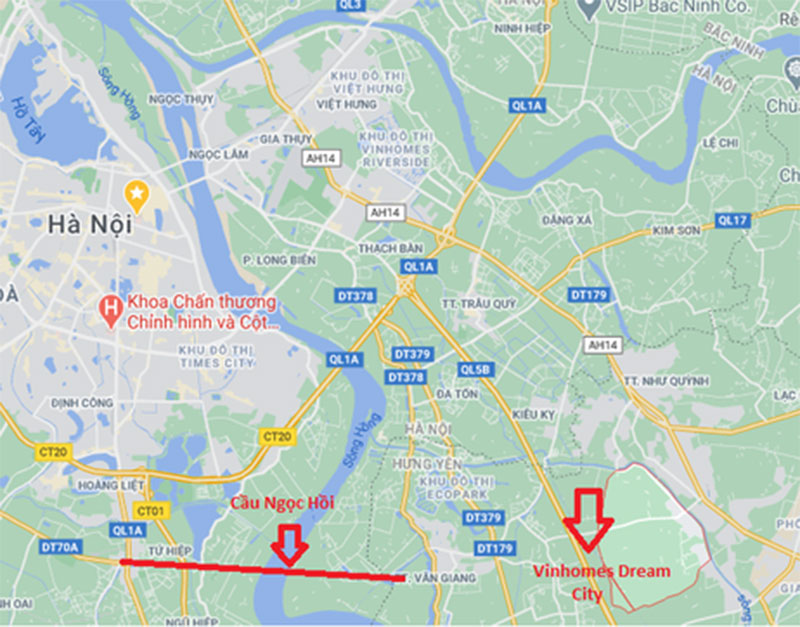 Vị trí chính xác của Siêu dự án Vinhomes Dream City